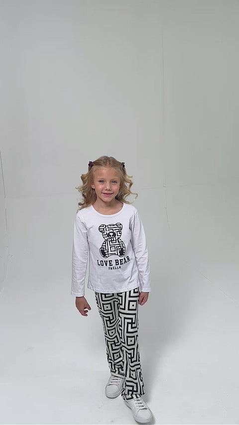 Conjunto Infantil Meia Estação Feminino Love Bear - Branco