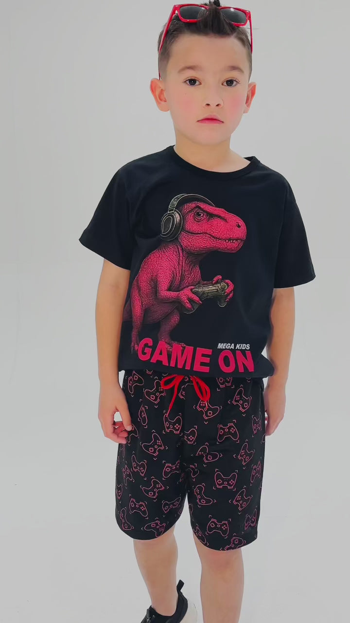 Conjunto Infantil Masculino Dino Vermelho - Preto