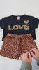 Conjunto Cropped Infantil Verão Feminino Love Oncinha - Preto