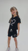 Conjunto Cropped Infantil Verão Feminino Coração Faella - Preto
