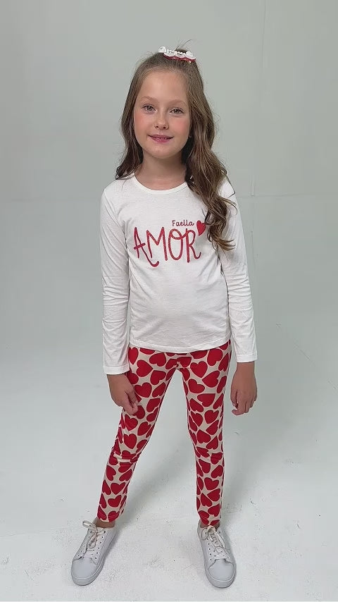 Conjunto Infantil Meia Estação Feminino Amor - Off White