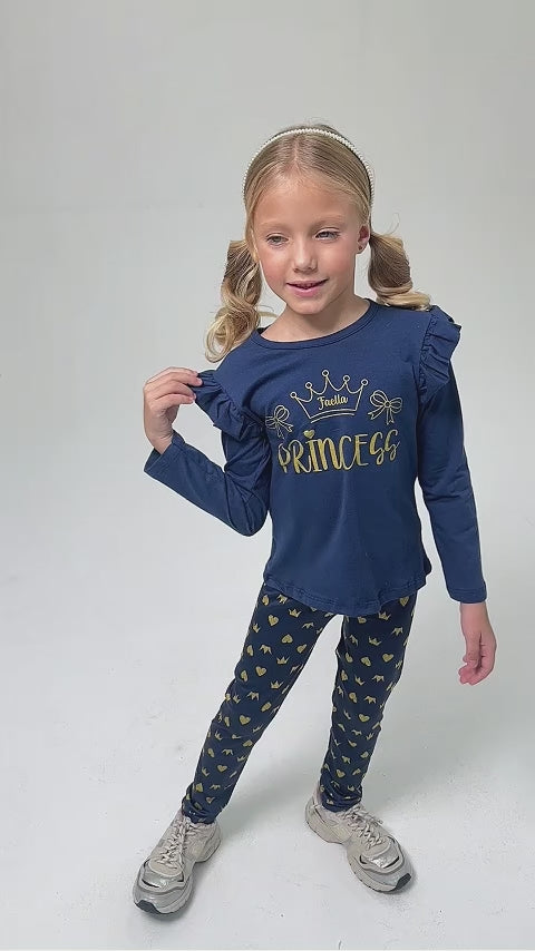 Conjunto Infantil Meia Estação Feminino Princess - Marinho