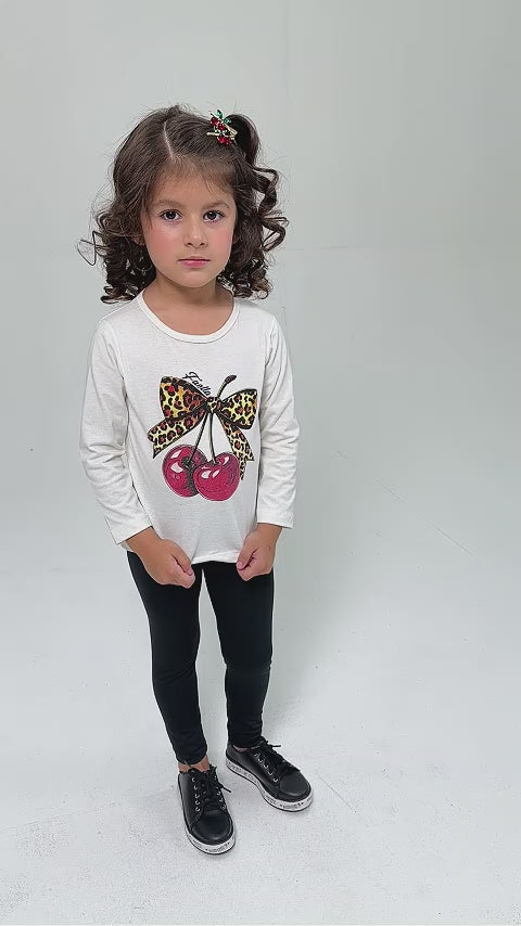 Conjunto Infantil Meia Estação Feminino Cerejas - Off-white