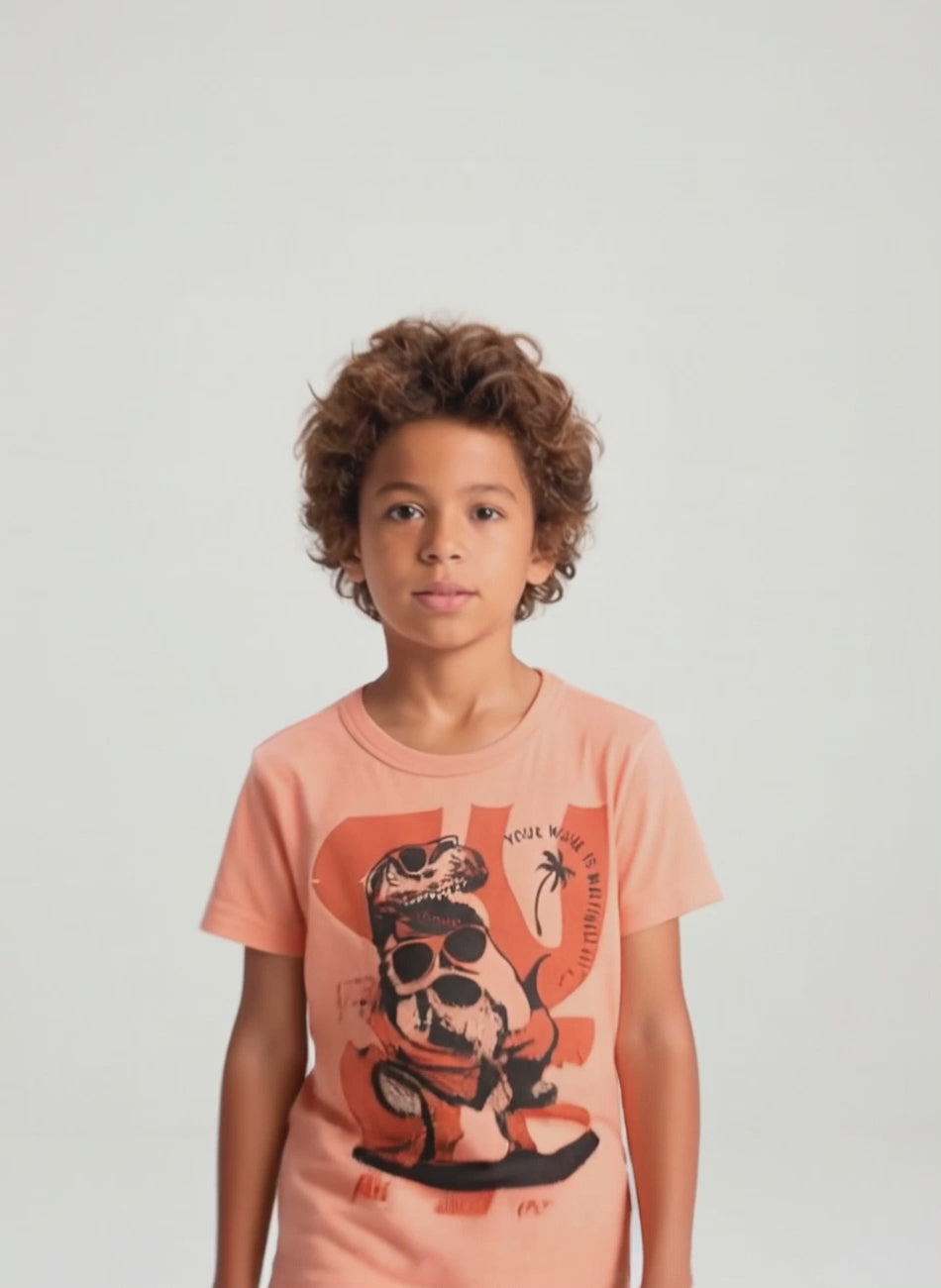 Conjunto Infantil Menino T-Rex Surf Coral 0427 - Keki Boys