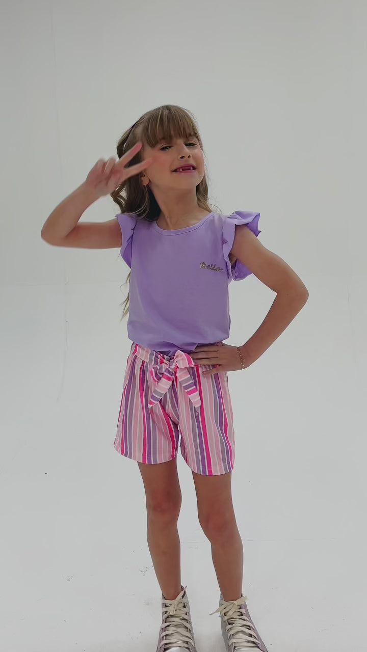 Conjunto Infantil Verão Feminino Plaquinha - Lilas