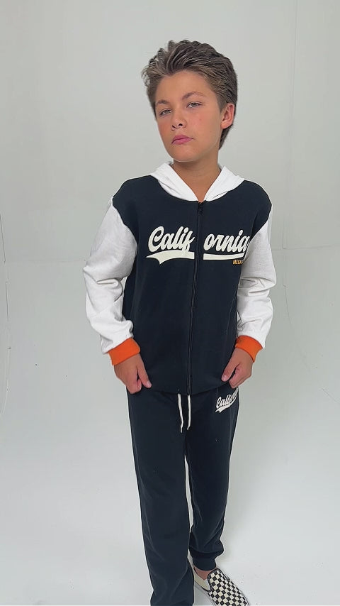 Conjunto Moletom Peluciado Infantil Masculino California - Preto