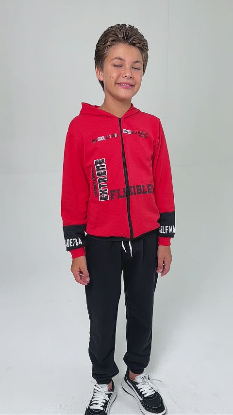 Conjunto Moletom Peluciado Infantil Masculino Extreme - Vermelho