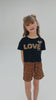 Conjunto Cropped Infantil Verão Feminino Love Oncinha - Preto