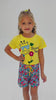 Conjunto Cropped Infantil Verão Feminino Girafa de Oculos - Amarelo