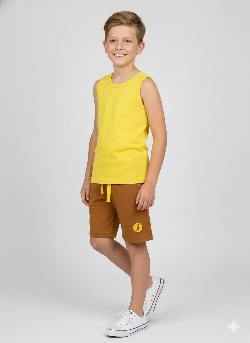 Conjunto Infantil Regata Menino Verão Minimalista Kangulu Amarelo