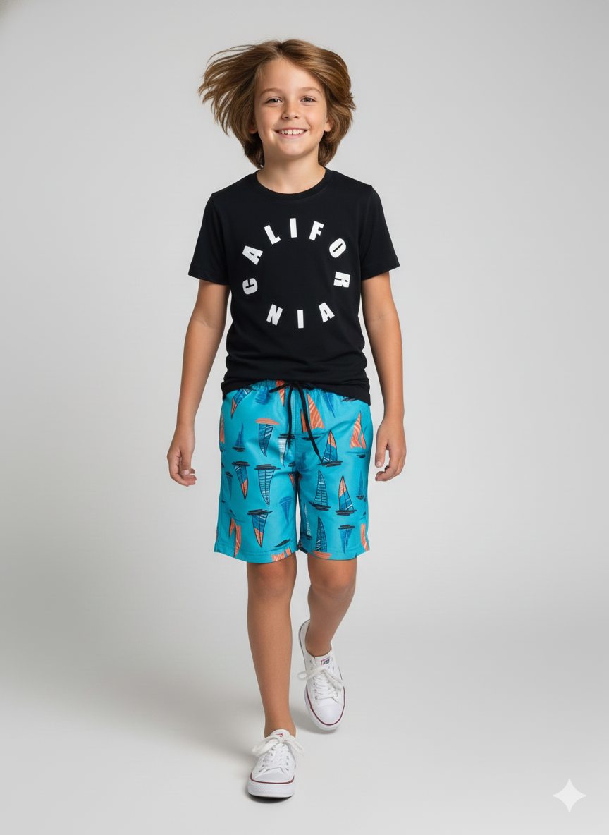 Conjunto Infantil Menino Verão California Kangulu Preto