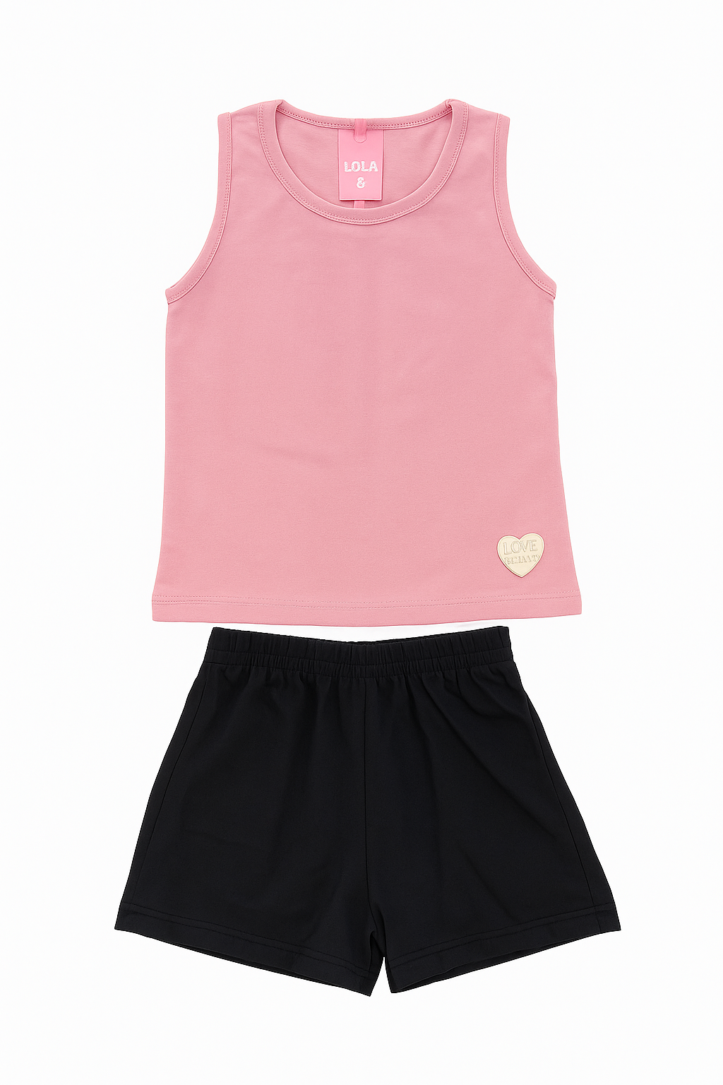 Conjunto Infantil Menina Regata com Detalhe nas Costas Verão Iaia Rosa Envelhecido