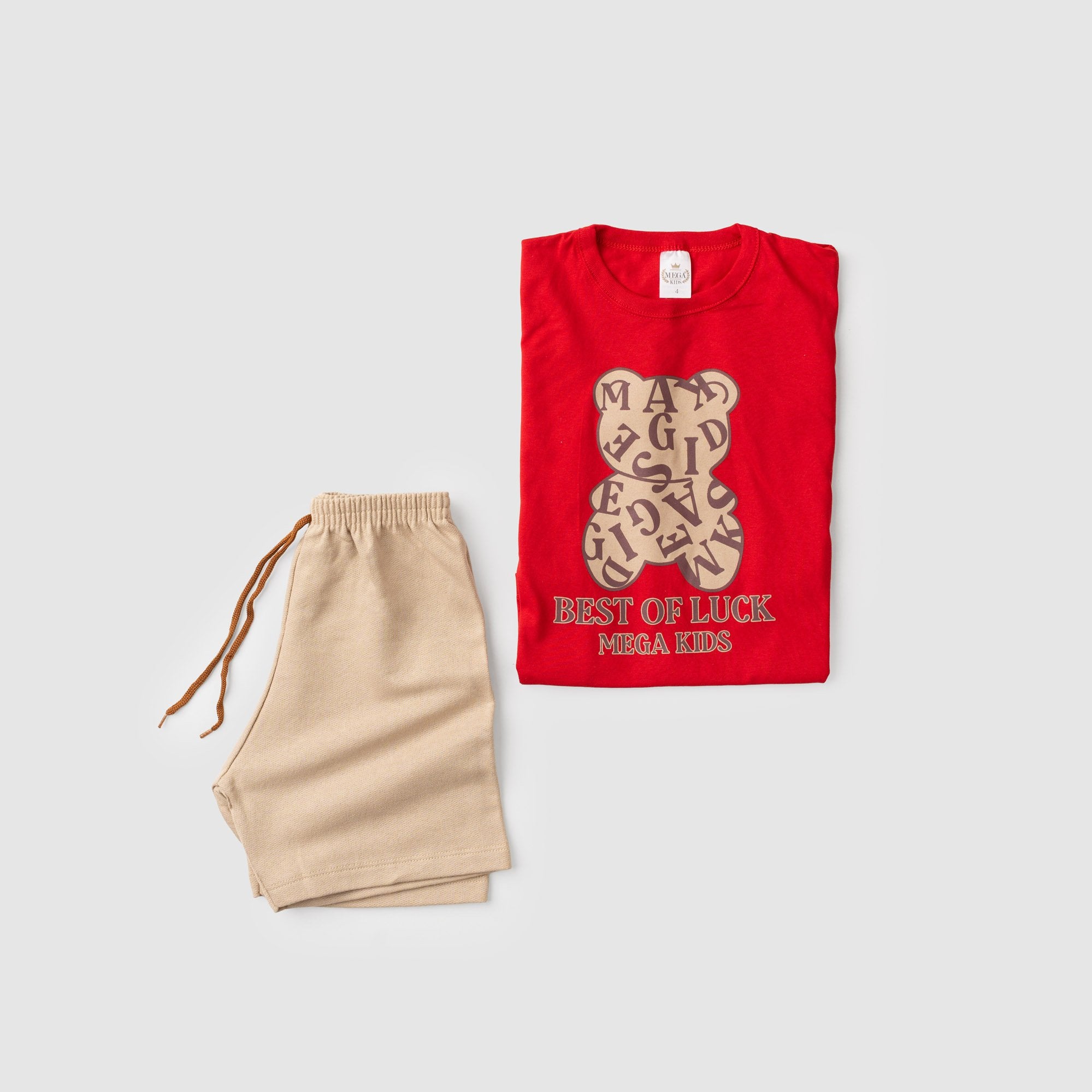 Conjunto Infantil Verão Masculino Ursinho Mega Kids - Vermelho