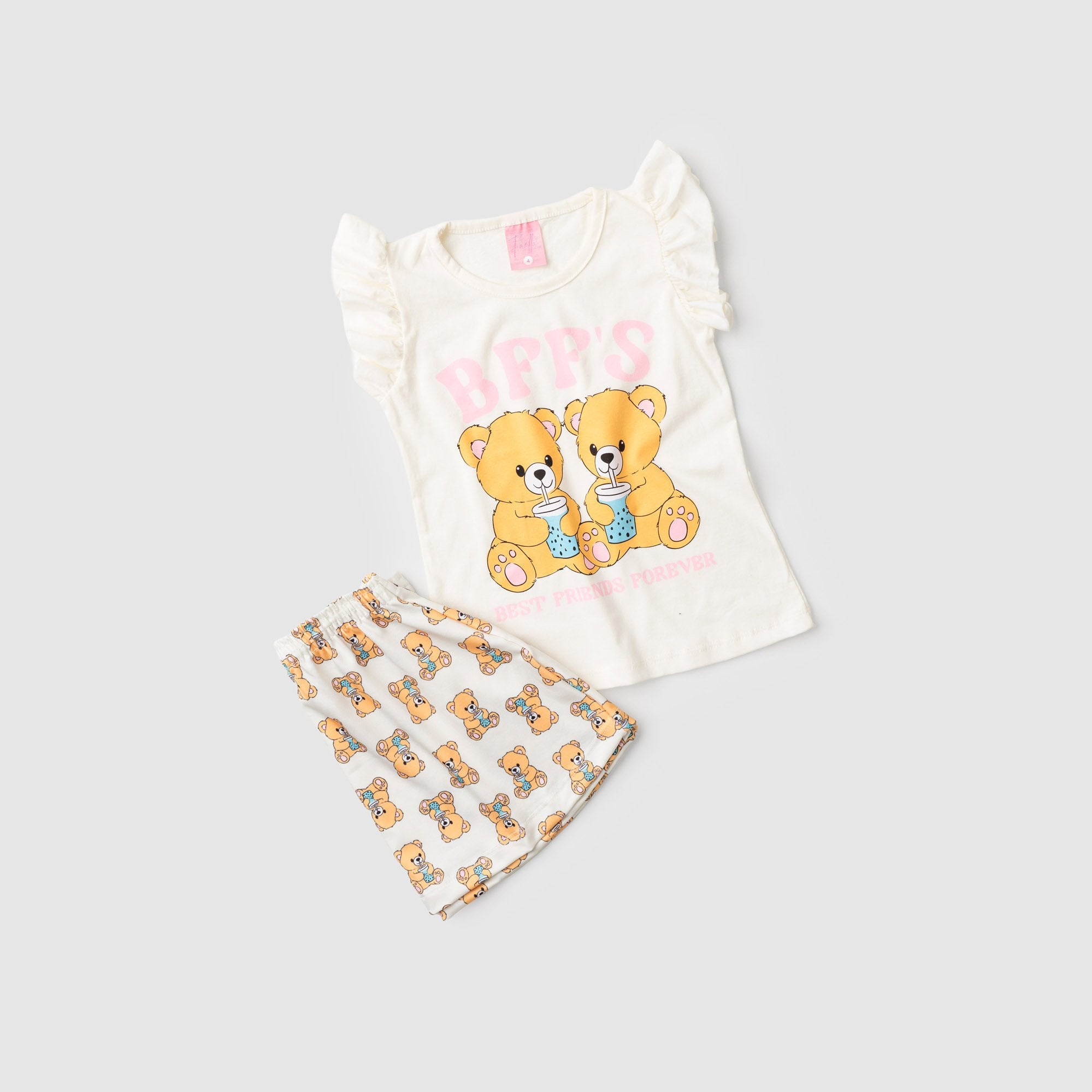 Conjunto Infantil Verão Feminino BFF'S - Off White