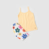 Conjunto Infantil Menina Flores Regata + Shorts Amarelo