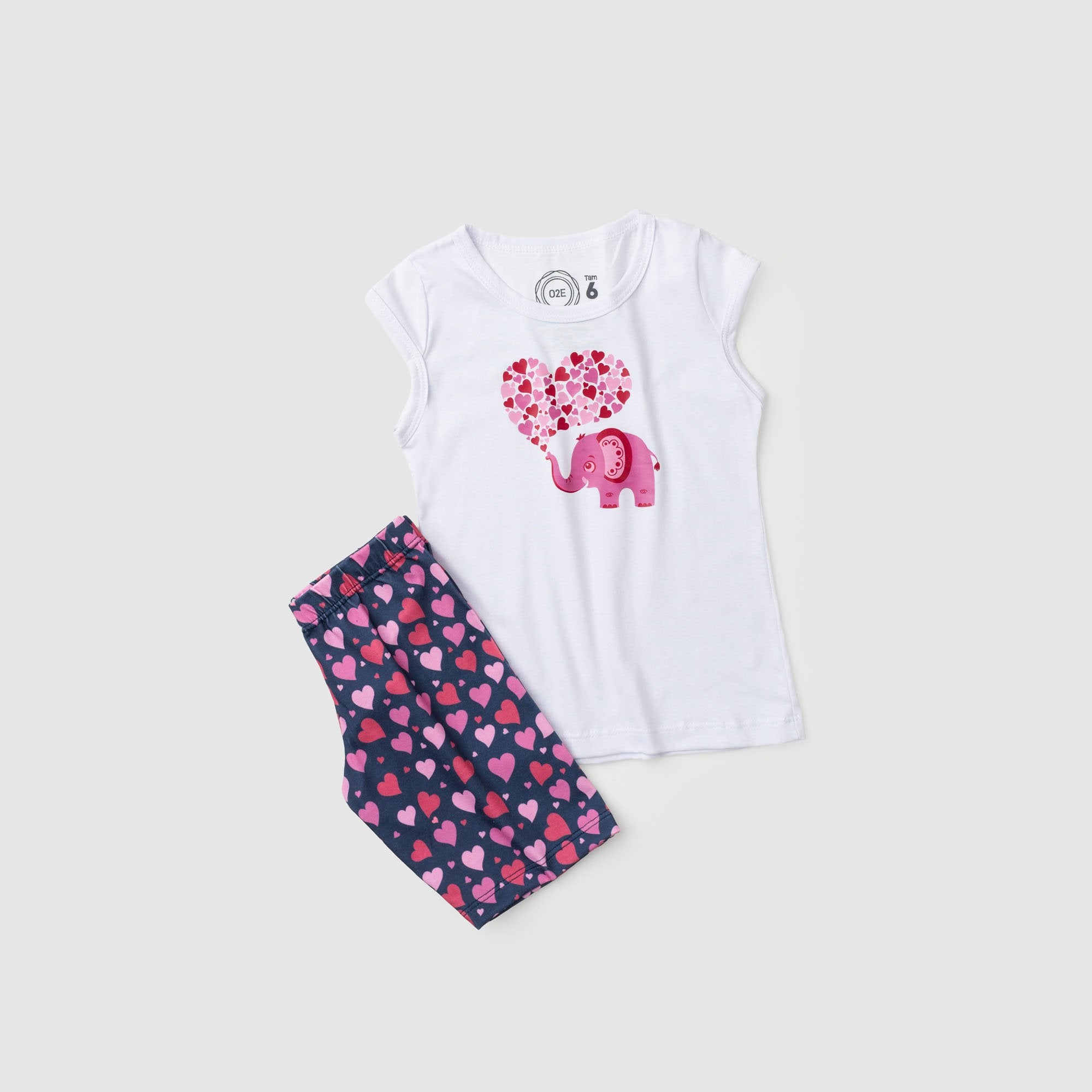Conjunto Infantil Menina Elefante Verão Branco