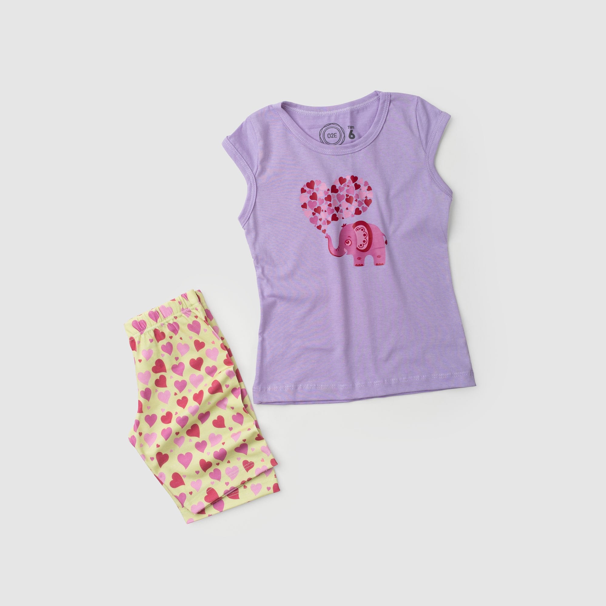 Conjunto Infantil Menina Elefante Verão Lilás