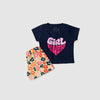 Conjunto Infantil Menina Girl Power Verão Azul Marinho