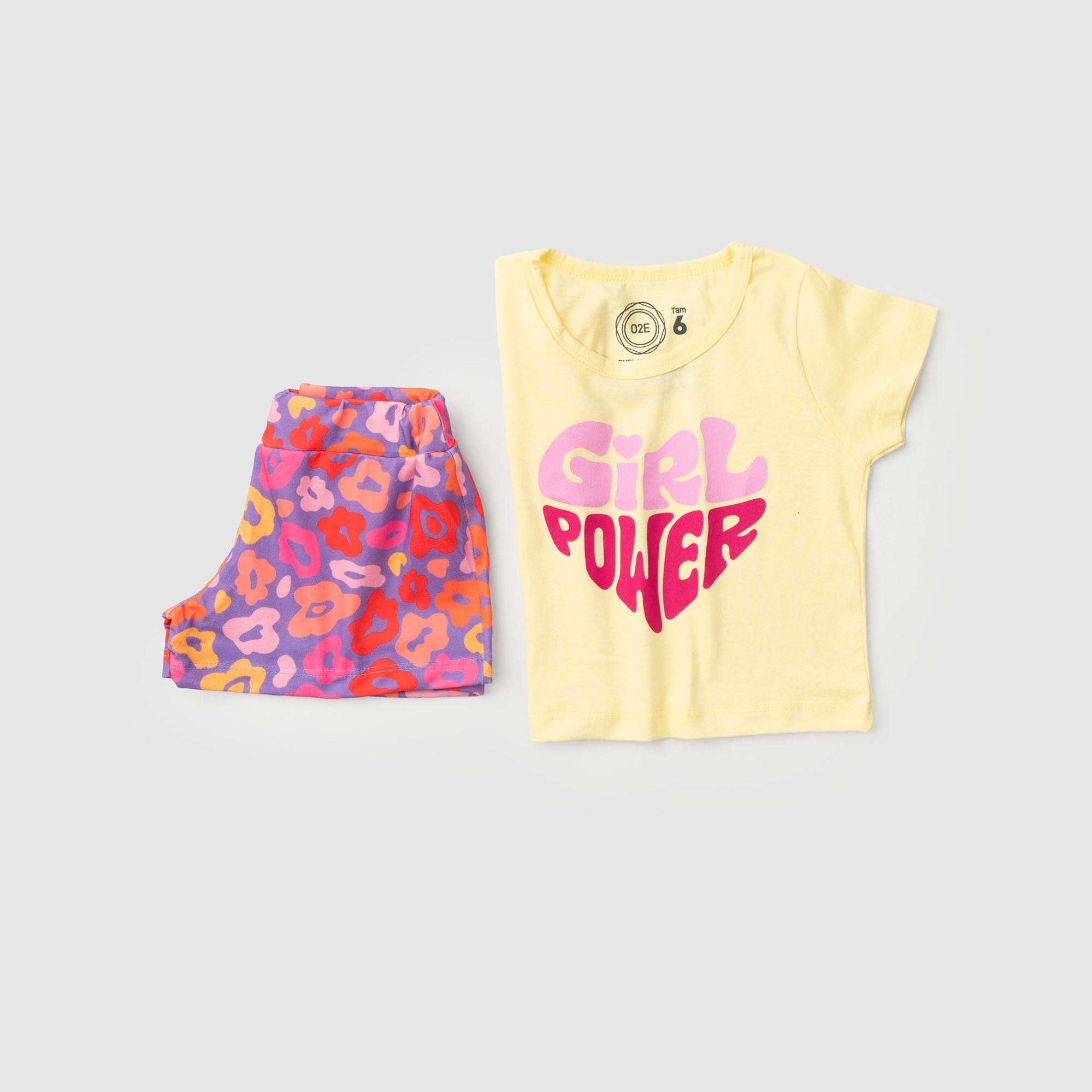 Conjunto Infantil Menina Girl Power Verão Amarelo