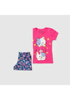Conjunto Infantil Menina Gatinho Verão Rosa Chiclete