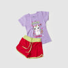 Conjunto Infantil Menina Gatinho Verão Lilás