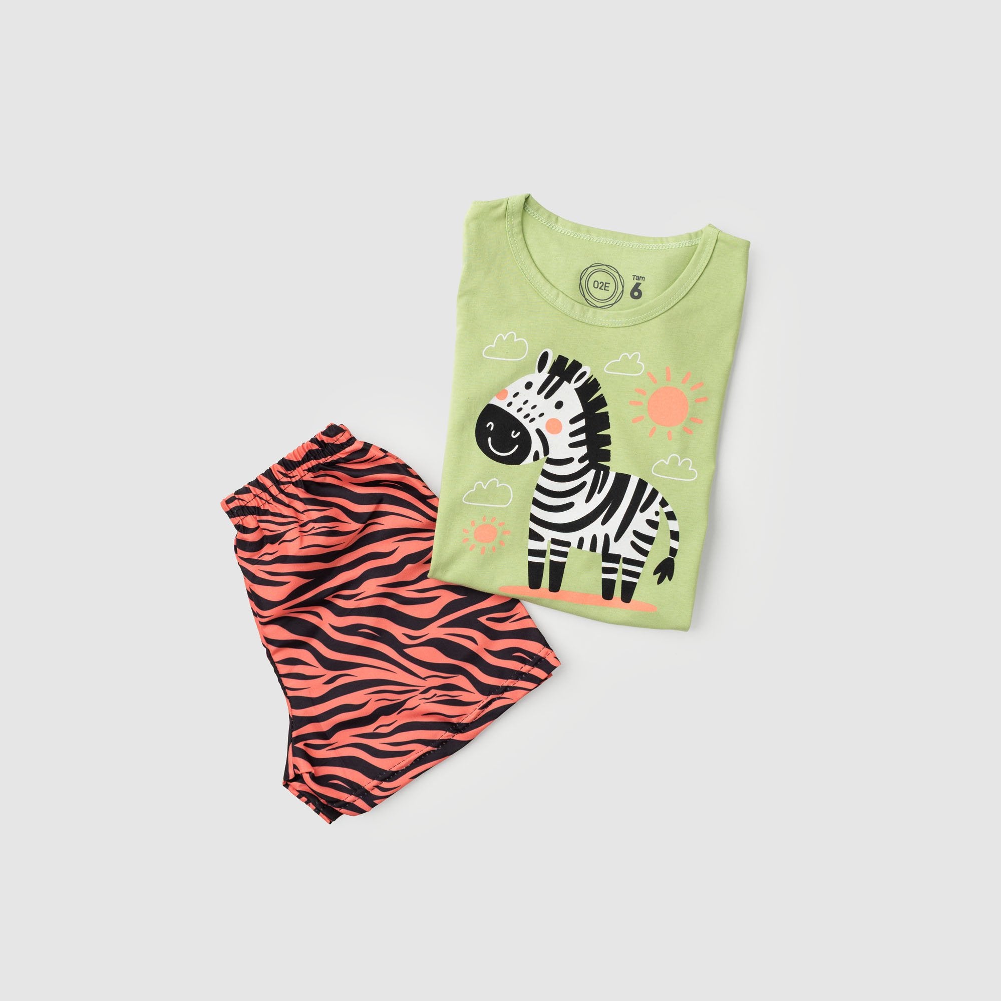 Conjunto Infantil Menina Zebrinha Verão Verde