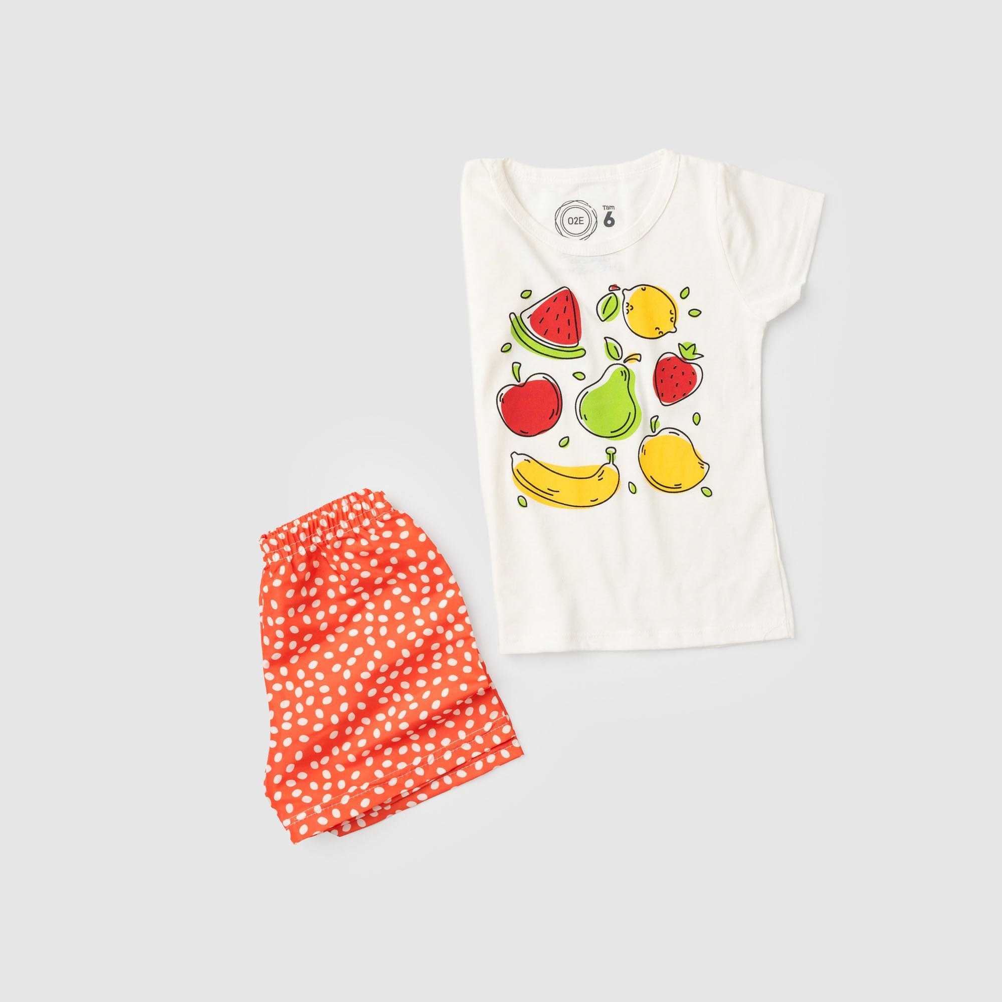 Conjunto Infantil Menina Frutinha Verão Off White
