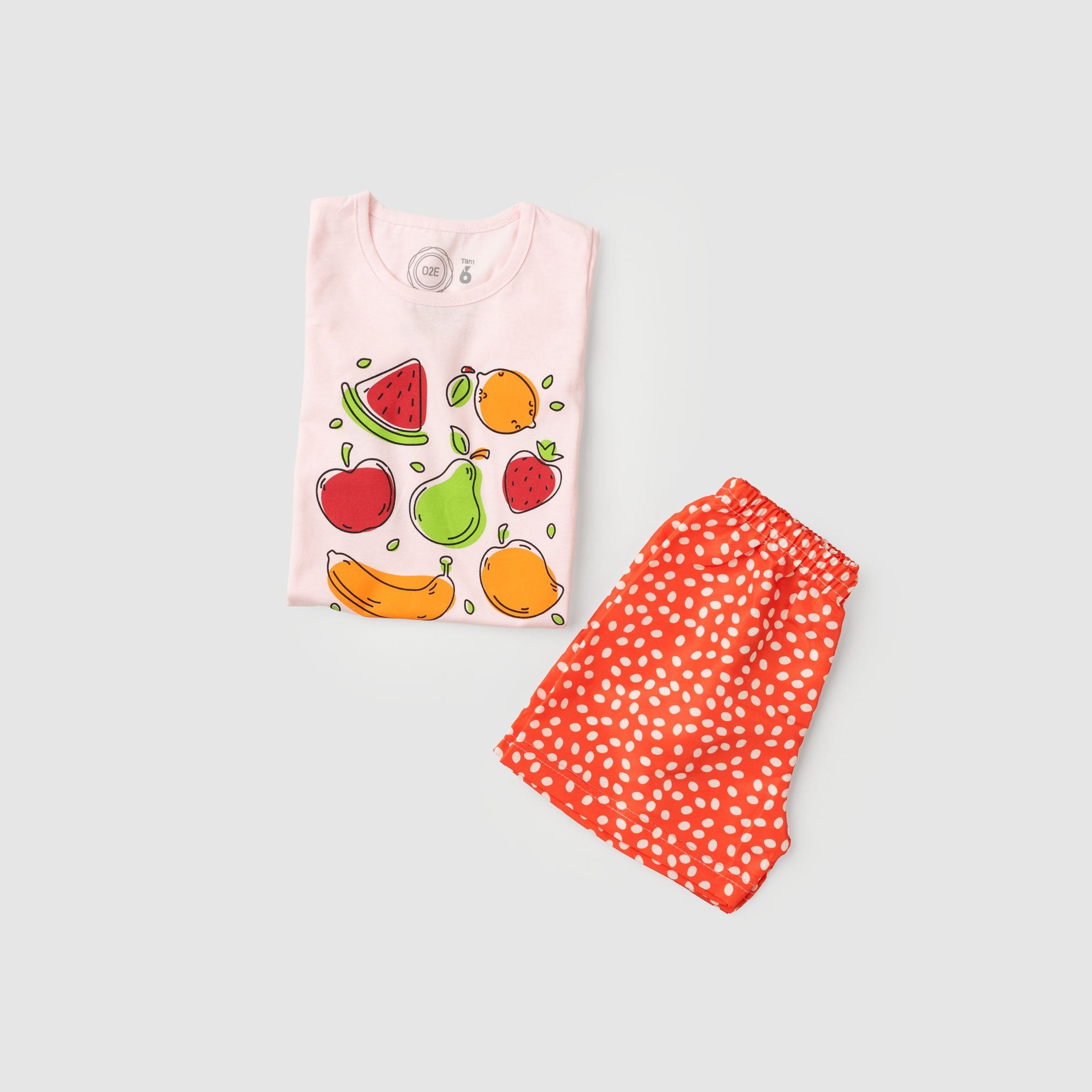 Conjunto Infantil Menina Frutinhas Verão Rosa Bebê