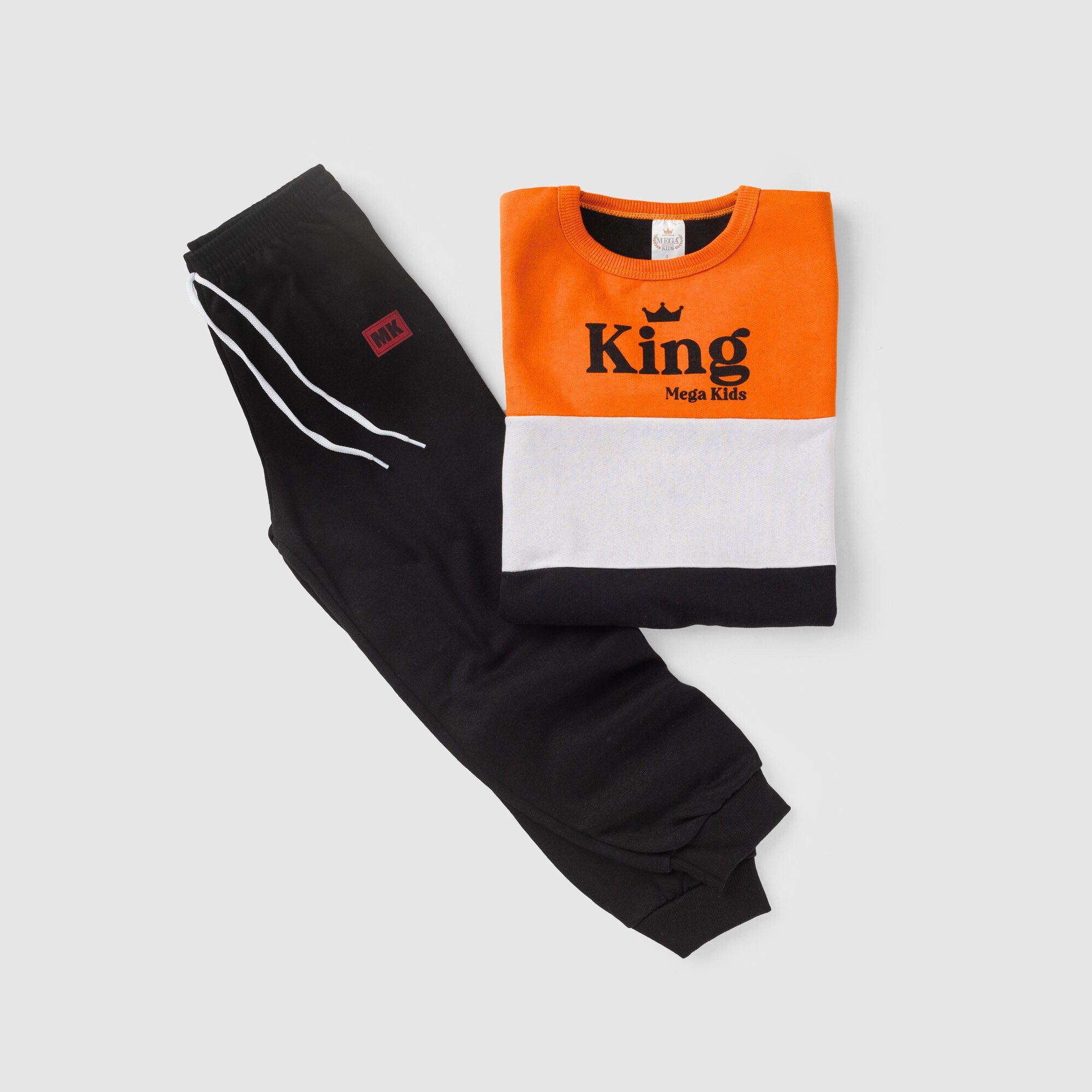 Conjunto Moletom Peluciado Infantil Masculino King - Laranja