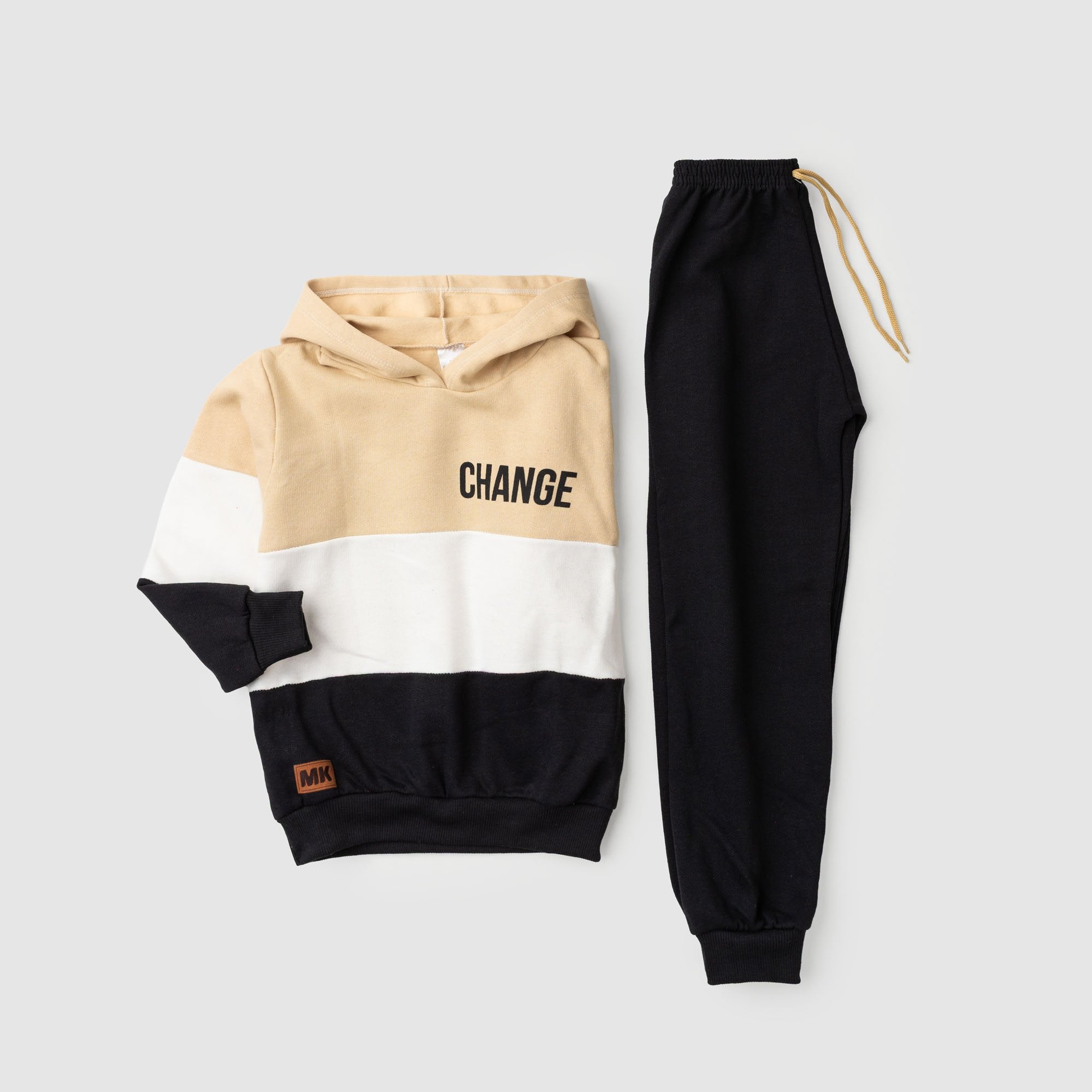 Conjunto Infantil Masculino Moletom Peluciado Change - Bege