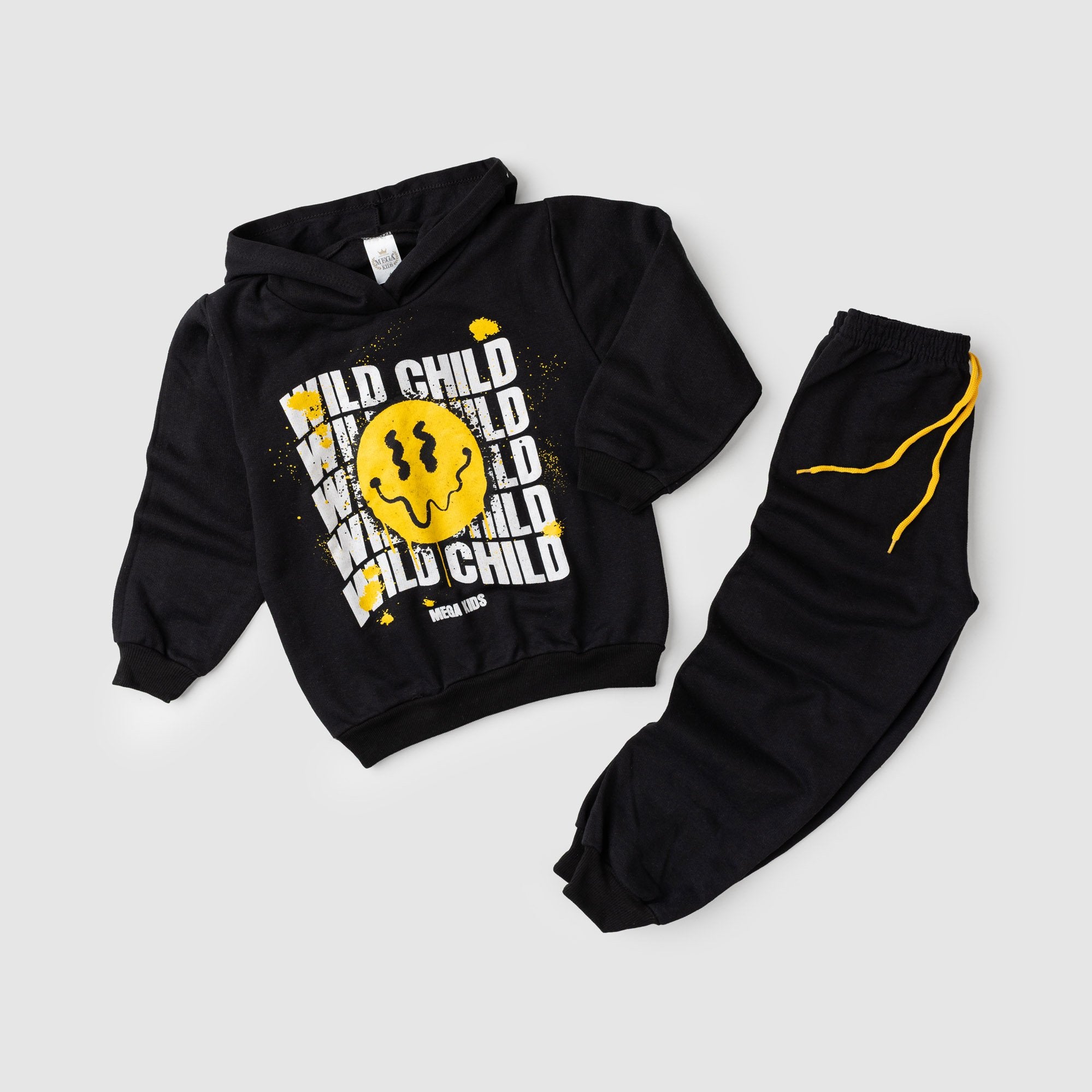 Conjunto Infantil Masculino Moletom Wild Child Emogi - Preto