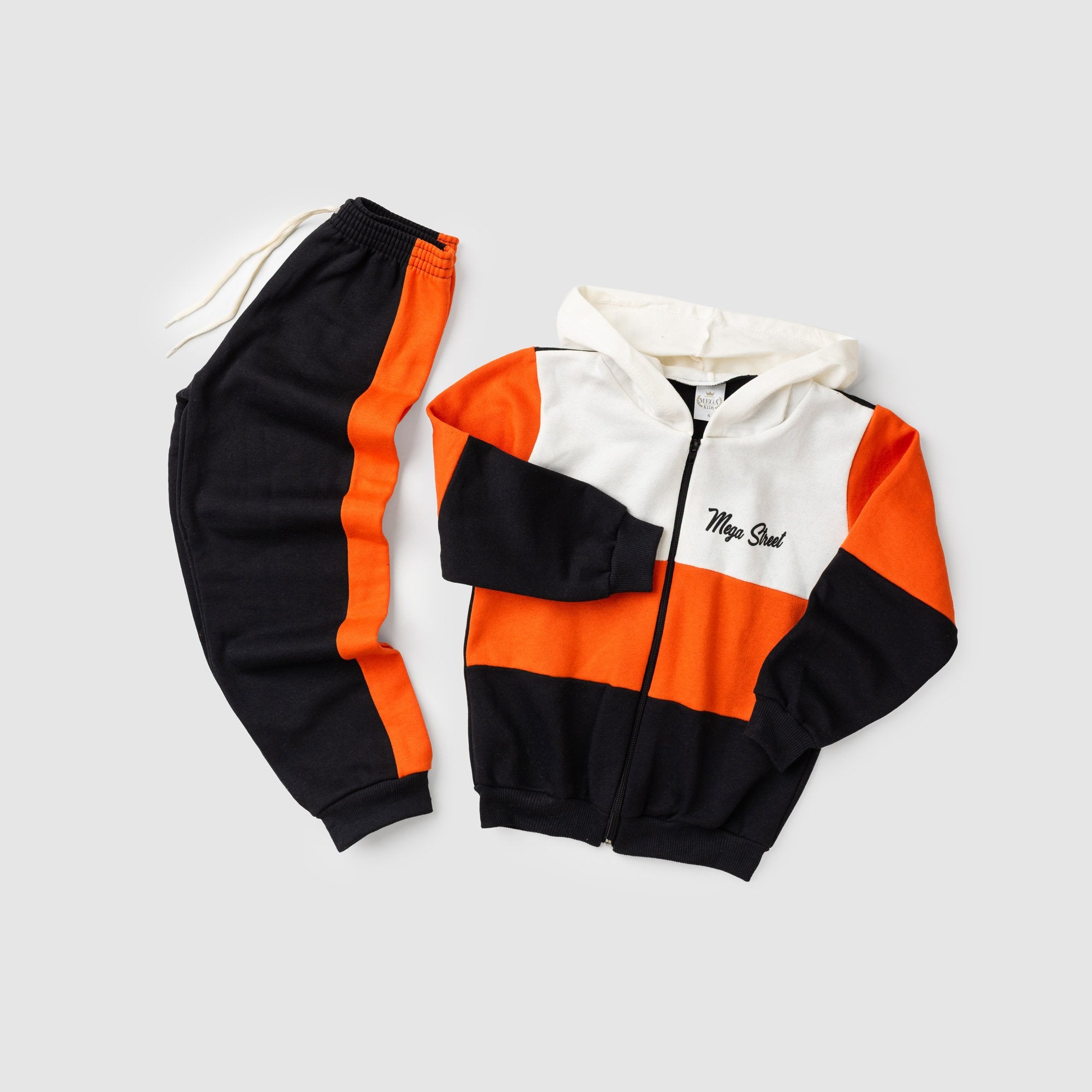 Conjunto Moletom Peluciado Infantil Masculino Recortes - Laranja