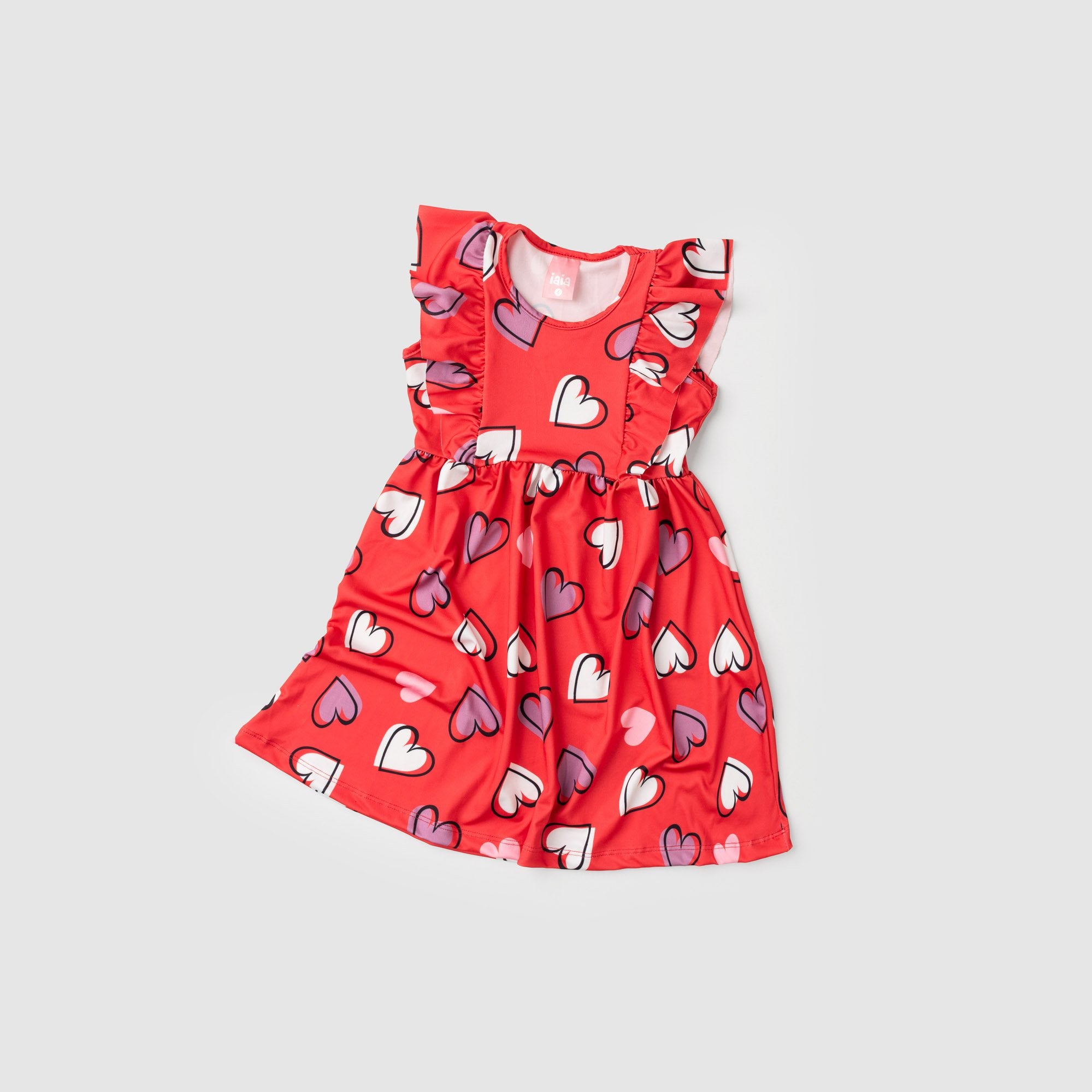 Vestido Infantil Menina com Babados Coração Vermelho