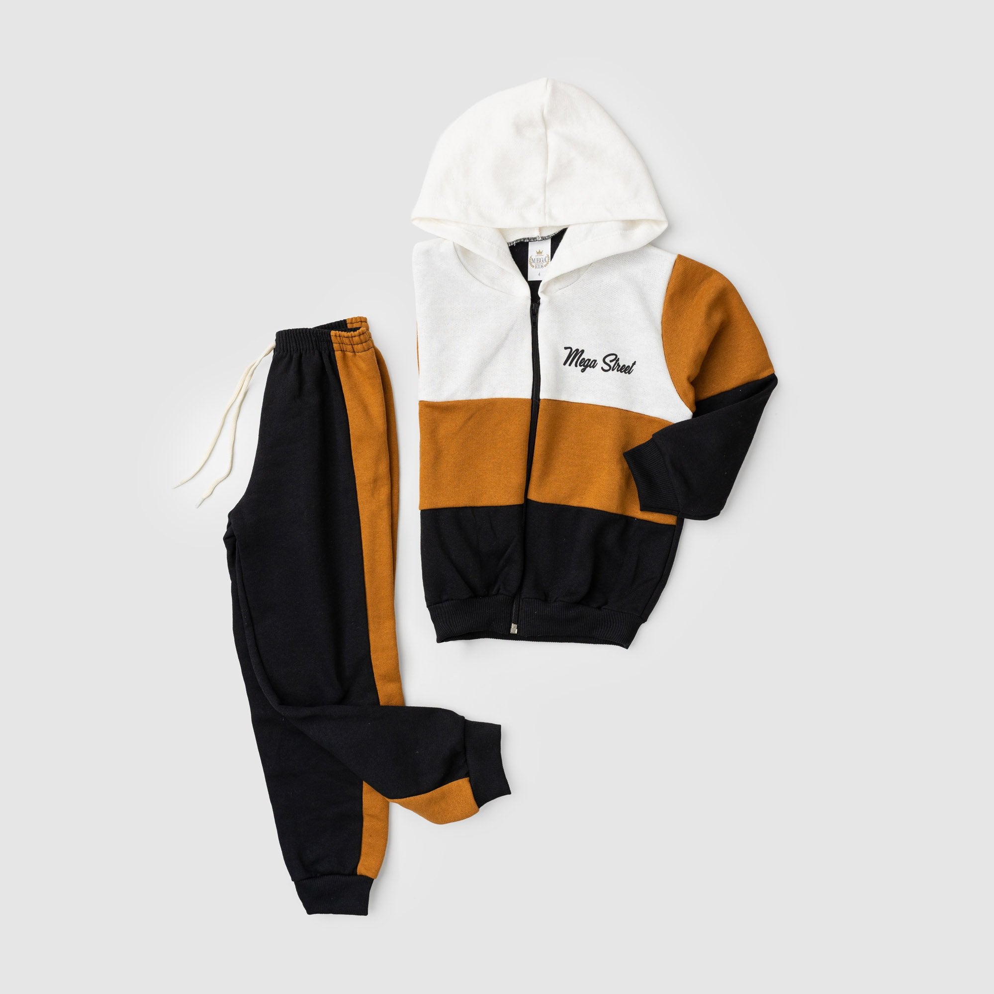 Conjunto Moletom Peluciado Infantil Masculino Recortes Mega Kids - Off White