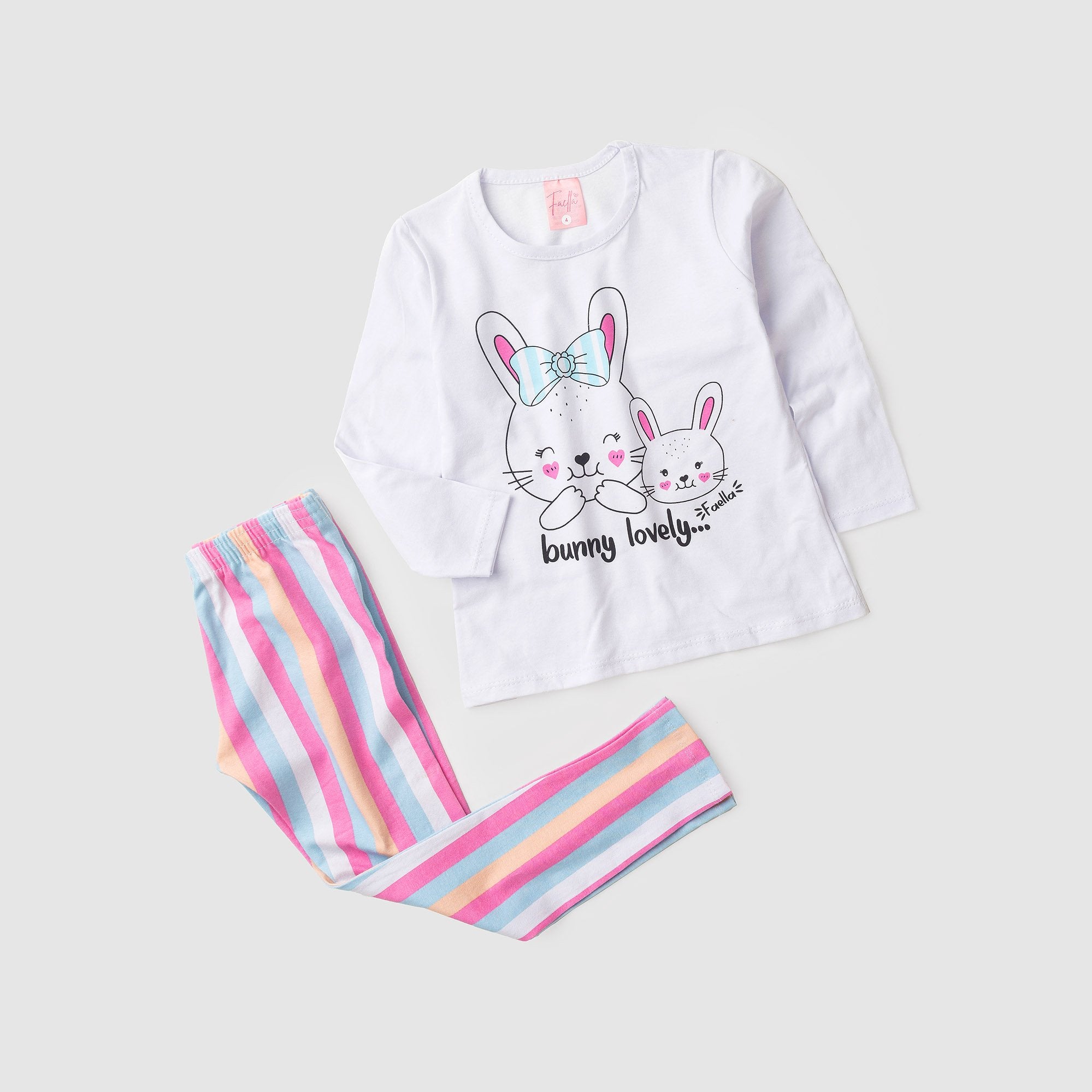 Conjunto Infantil Meia Estação Feminino Bunny Faella - Branco