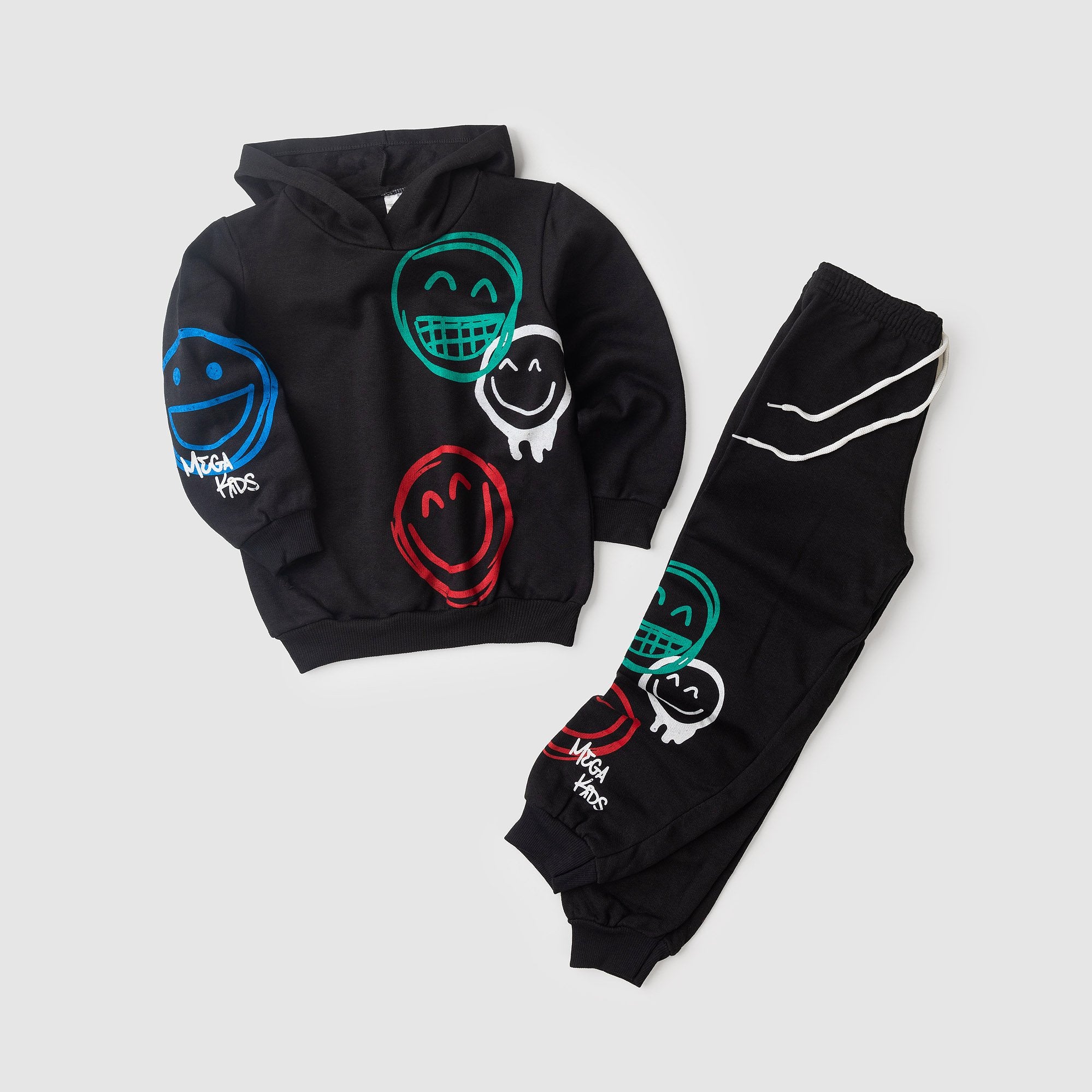 Conjunto Moletom Peluciado Infantil Masculino Emogis - Preto